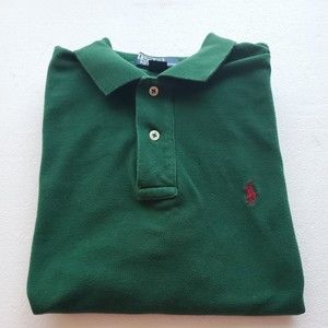 Polo Ralph Lauren Mens Polo Shirt Forest Green Short Sleeve Red Pony Size M